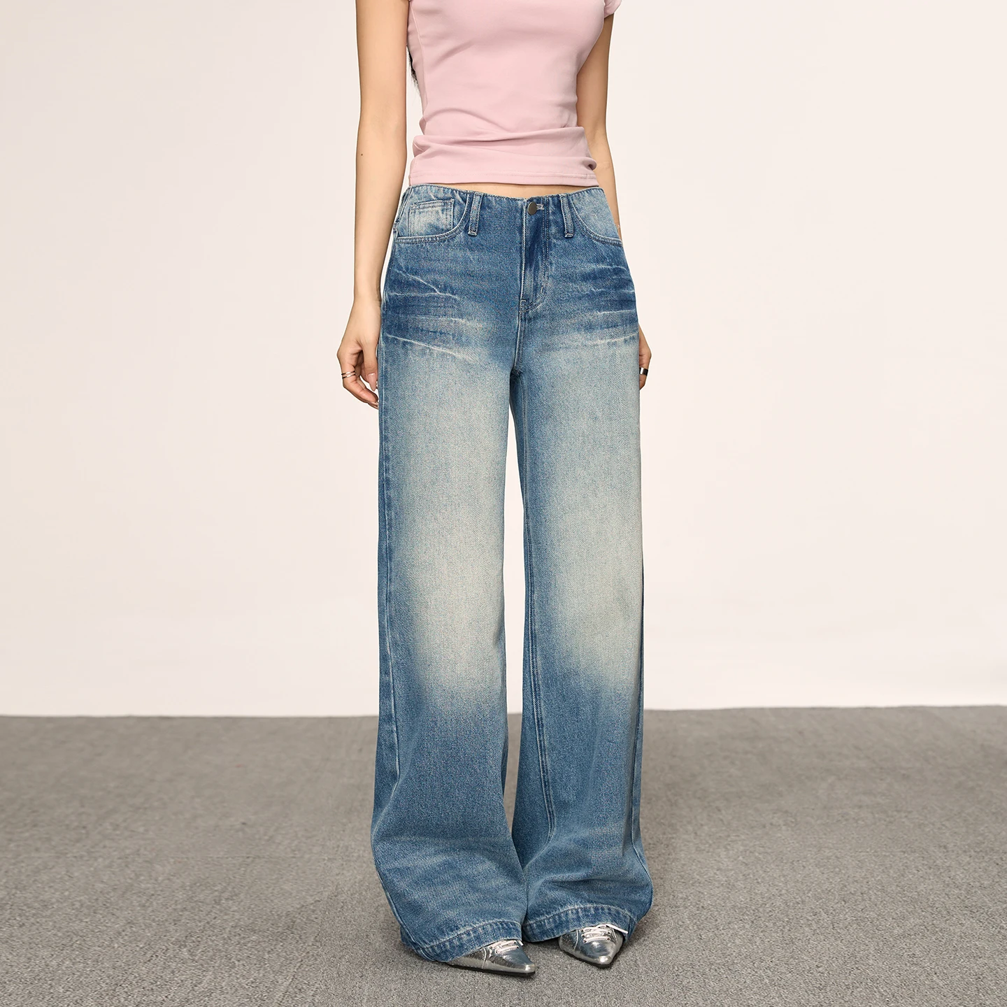 

Y2K Baggy Jeans for Women Trendy Casual Straight Leg Boyfriend Jeans Denim Pants with Pocket Streetwear Trousers