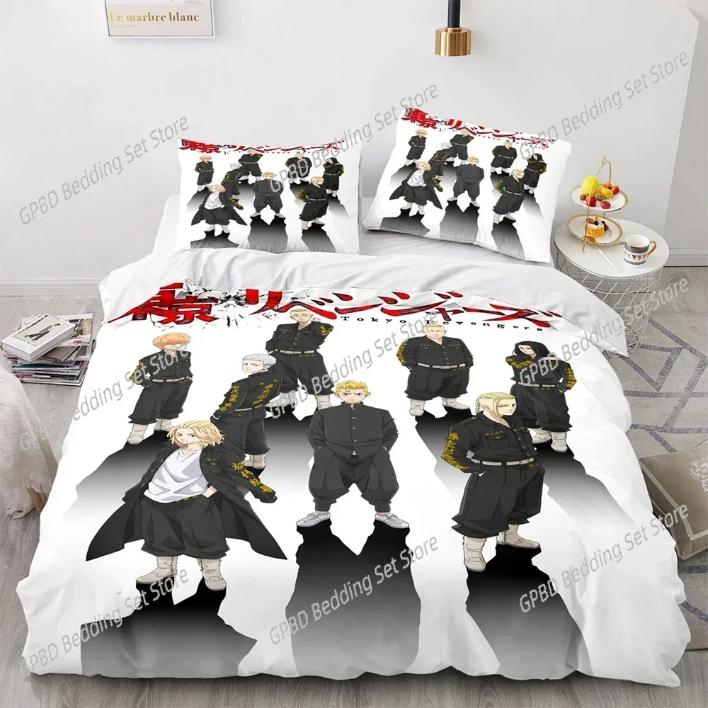 New Anime Tokyo Revengers 3D Bedding Set Duvet Cover Pillowcases Single Twin Full Queen King Size Home Decor Quilt Boys Gift