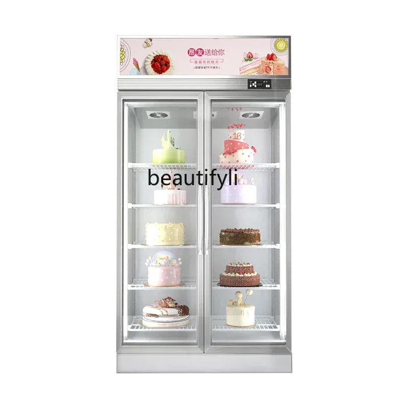 Y   Air-cooled cake cabinet Commercial freezer Dessert fruit refrigerator Fresh-keeping cabinet Vertical west point refrigerated