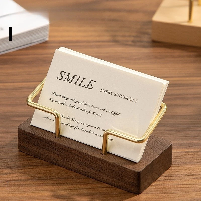 Wooden Business Card Case Hotel Front Desk Display Solid Wood High-end Metal Business Card Holder Business Card Storage Box