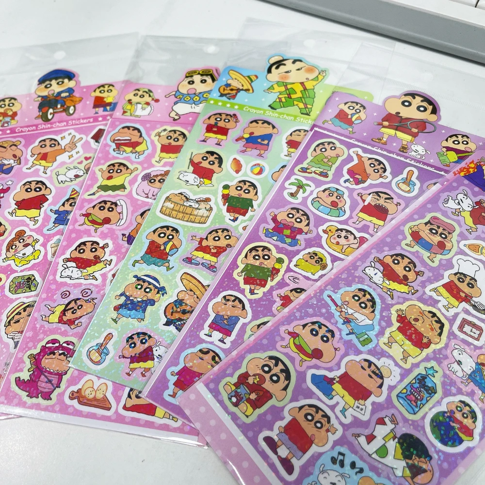 20Sheets Kawaii Crayon Shin-chan Anime Stickers Cute Hand Acount Suitcase Phone Case Laptop DIY Waterproof Sticker Kids Toy Gift