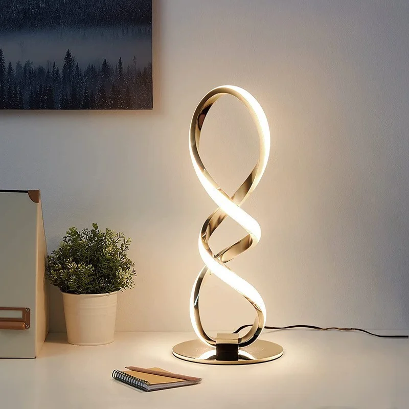 Prata Minimalista Personalizado Desk Lamp, Luz Moderna Minimalista, Luxo Bar Desktop Decoração, Atmosfera Luz