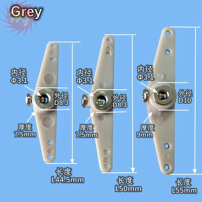 5 Sets 3MM Metal Core Bidirectional Arms Steering Arm With Screw For RC Airplanes Parts Model Accessories Color Grey & Black