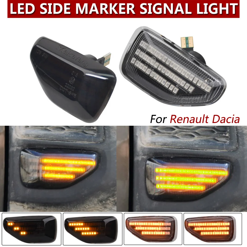 Indicador lateral dinámico LED, luz intermitente de flecha para Dacia Logan 2 Sandero 2 Duster 2 Renault Stepway, 1 par