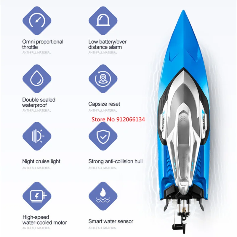 70KM/H RC Speedboat Double Layer Waterproof 50CM Oversize RC Racing Boat Water Cooling Capsize Reset Remote Control Yacht Boats