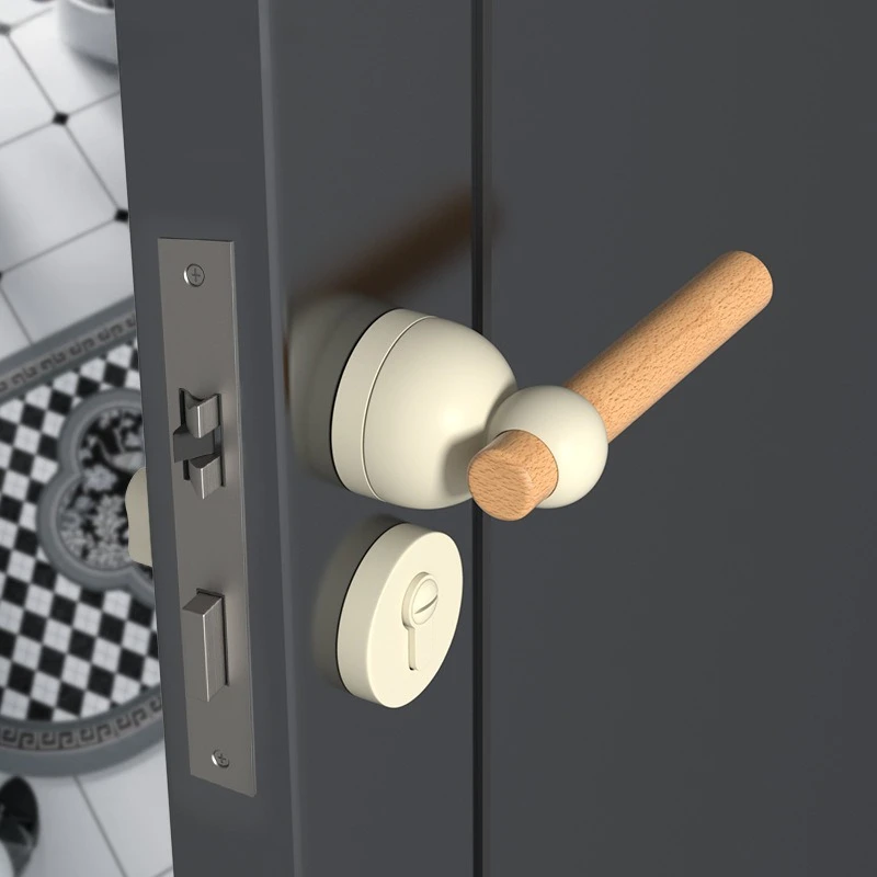 cream wind indoor mute door lock milky white household universal bedroom bathroom room solid wood door lock handle