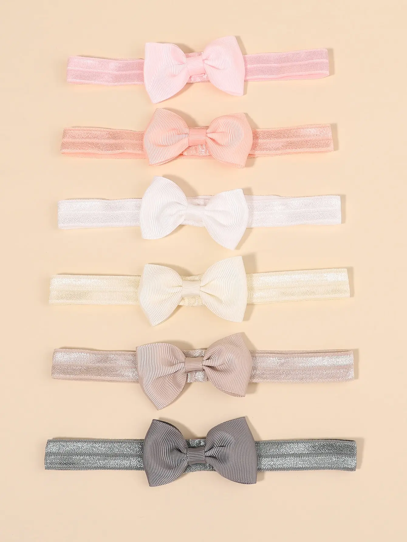 6-teiliges Set Einfarbige Schleifenstirnbänder für Babymädchen, Ripsband-Kopfschmuck, Elastische Haarbänder für Kleinkinder und Kinder – Detail 4