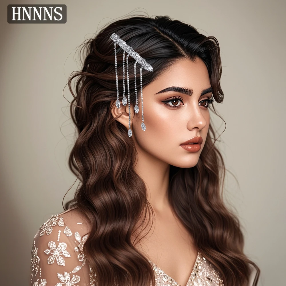 

TOPQUEEN Elegant Rhinestone Chain Bridal Hair Clip Handmade Women's Daily Date Banquet Ball Party Hair Accessories YXA01