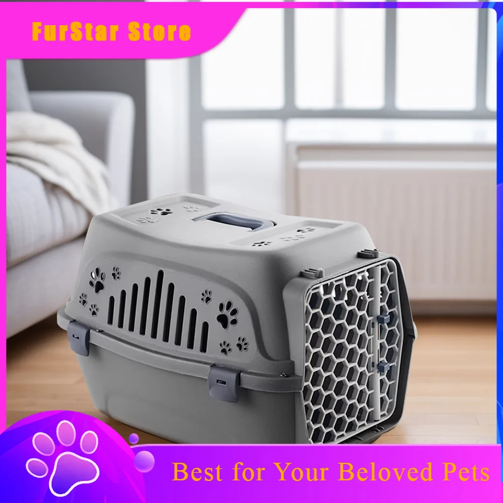 FurStarPet Carrier Box Portable Air Transport Box For Dogs Cats, Handheld Carrying Box With Breathable Window, Travel Kennel Cra