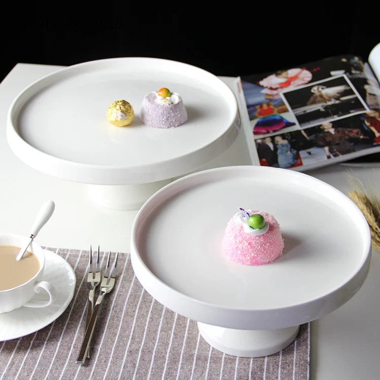 White Ceramic Cake Stand and Plastic Cover Wedding Bakeware Tools Decorating Supplies Dessert Table Pops
