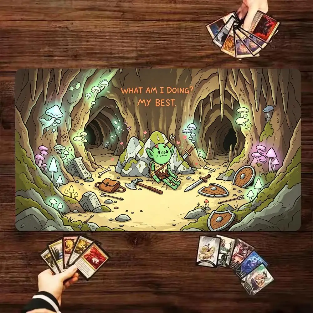 Funny Cave Elf MTG Trading Card Game Playmat 600x350 Magic The Gathering Gamers Play Mat Non-Slip Durable Stitched Edge Mousepad