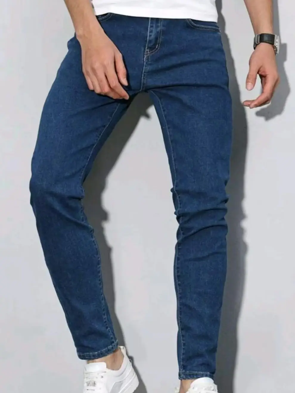 

Men's Lightweight Slim Fit Stretch Jeans - Fashionable & Versatile, Casual Street Style, Cotton Blend Fabric, All-Season Wear