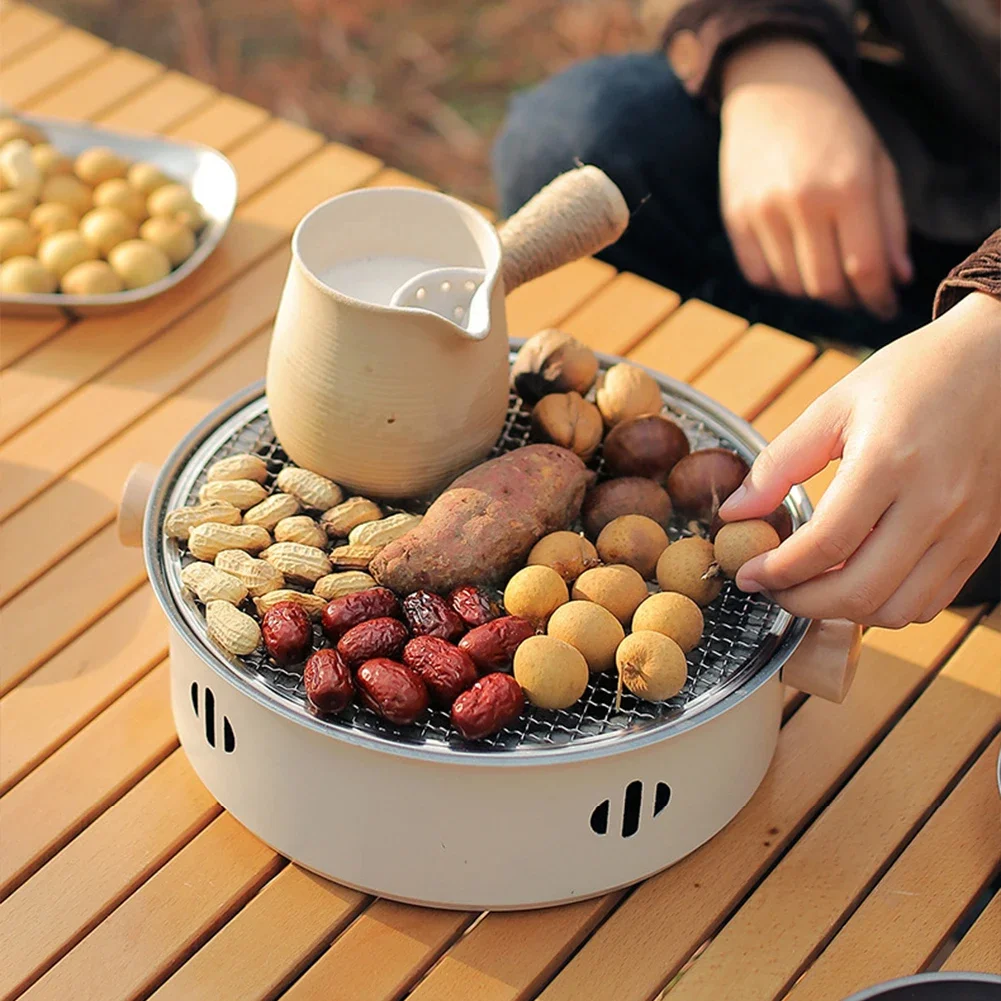 BBQ Charcoal Grill Portable Charcoal Barbecue Grill with Grill Net Barbecue Grill Pan Multifunction for Camping Picnic