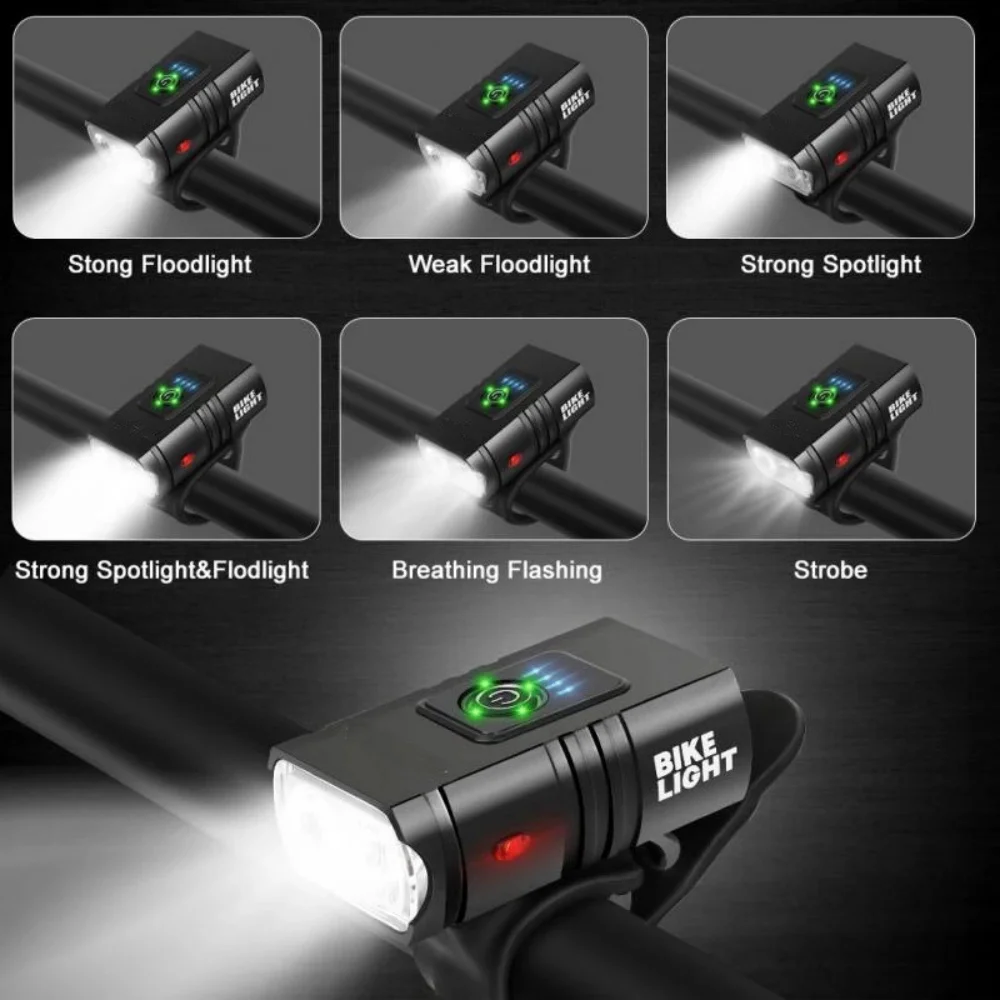 Bicycle Light T6 LED Front USB Rechargeable MTB Mountain Bicycle Lamp 3 Modes Bike Headlight Flashlight Cycling Scooter tail