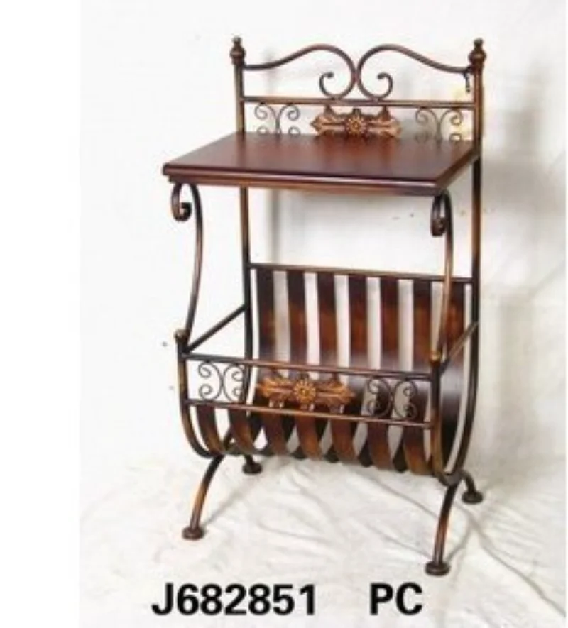 European Iron Art Magazine Book and Newspaper Rack Iron Art Table Telephone Table Bedside Table