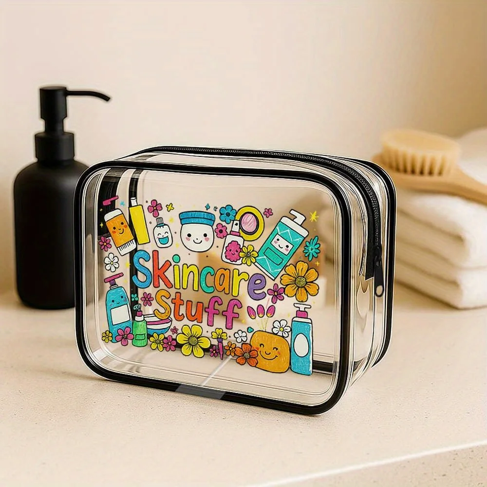 Clear Skincare Stuff cosmetic bag.