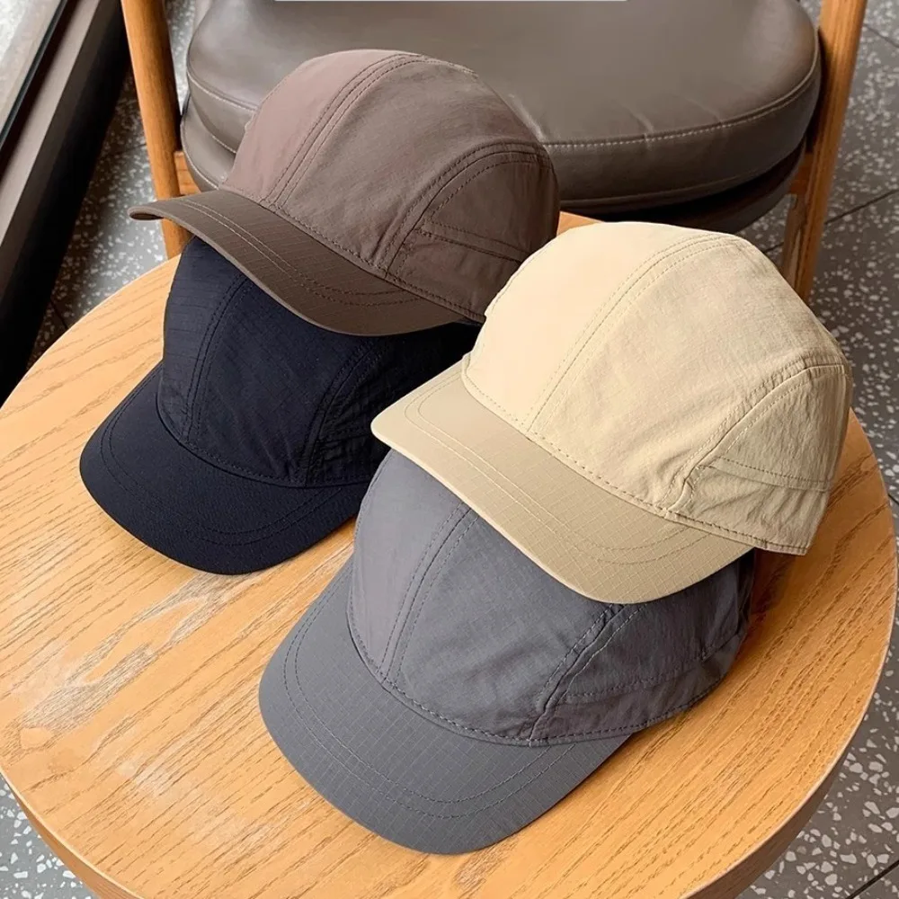 Classic Black 5 Panel Net Cap for Men Women, Breathable Plain Style, Ideal for Running Travel Camping Outdoor Casual Fashion Hat