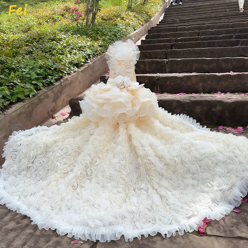 

Bridal Dog Dress Pure White Lace Princess Gown for Small Dogs Wedding, Long Tail S M Pet Puppy Christening Photo Shoot Outfit