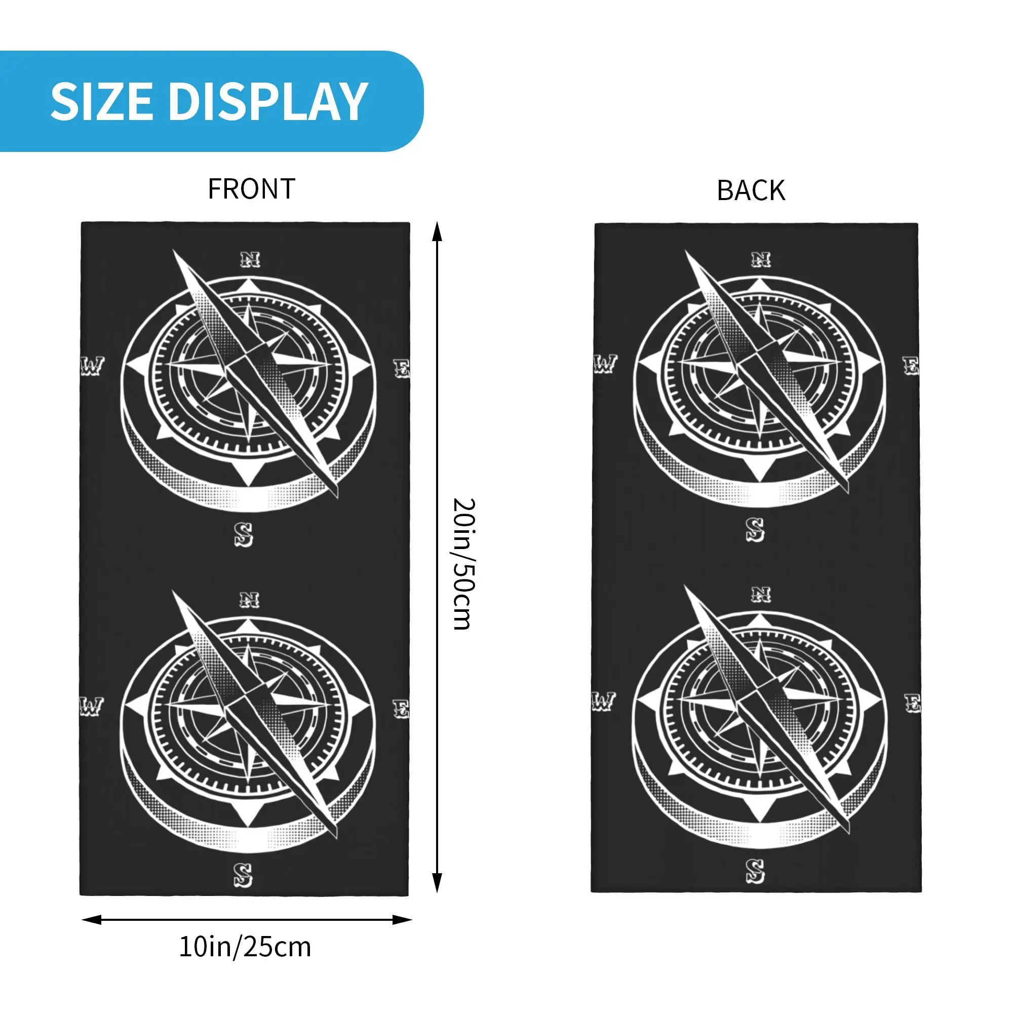 بوصلة بحرية كابتن مرساة قارب باندانا الرقبة الجراب قناع مطبوع وشاح متعدد الوظائف بالاكلافا ركوب للرجال والنساء الكبار