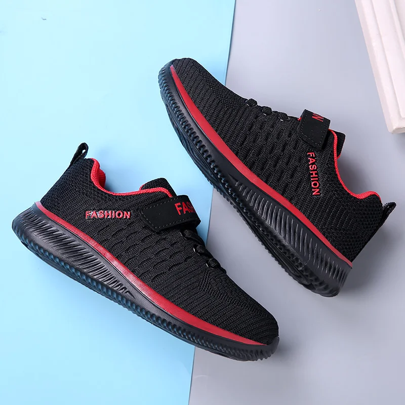 A pair of kids versatile color block athletic footwear, easy slip on student casual lightweight shoes MF-9088