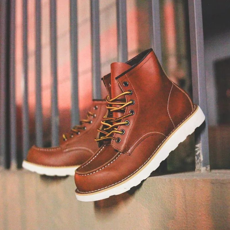 Luxury Brand Men Vintage Casual Autumn Winter Leather Shoes British Ankle Boots Motorcycle Boots