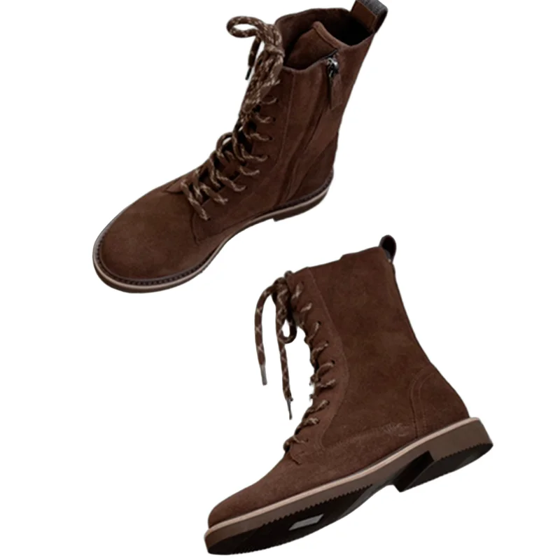 

Withered British Style Fashion Genuine Leather Motorcycle Boots Shoes Minimalist Handmade Autumn Winter Ankle Boots Women