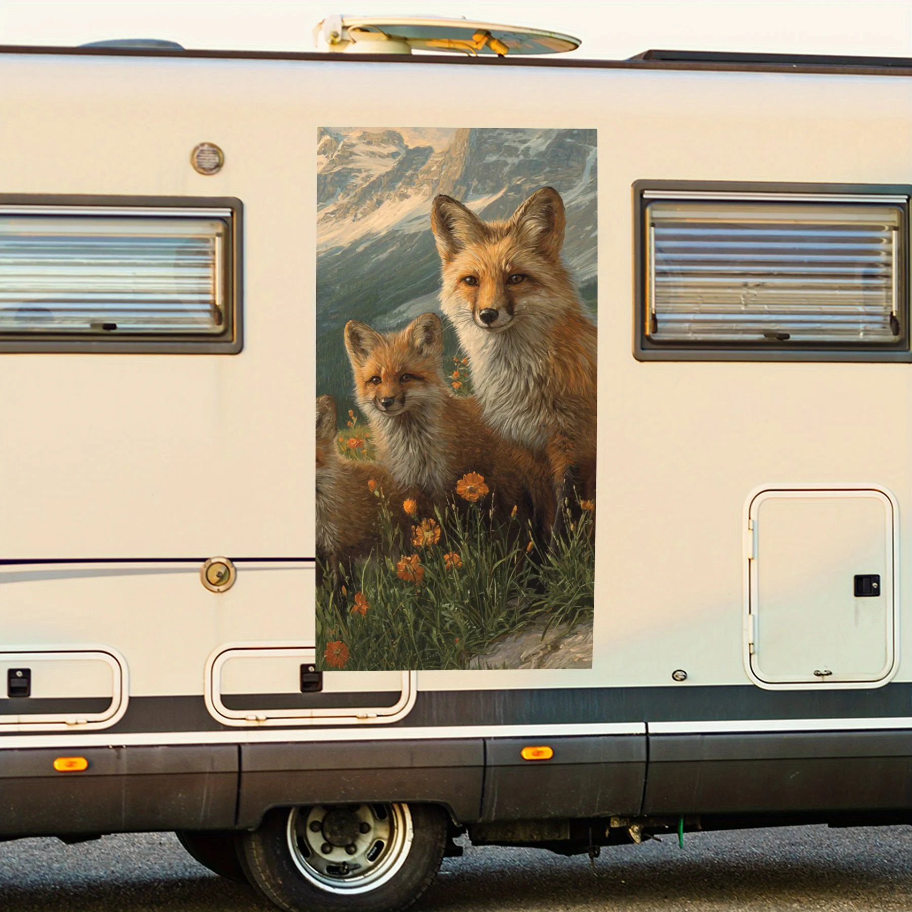 

Fox Family Nature Vinyl Decal for motorhome car door, Waterproof Self-Adhesive Vinyl Stickers, Decoration Protection Automotive