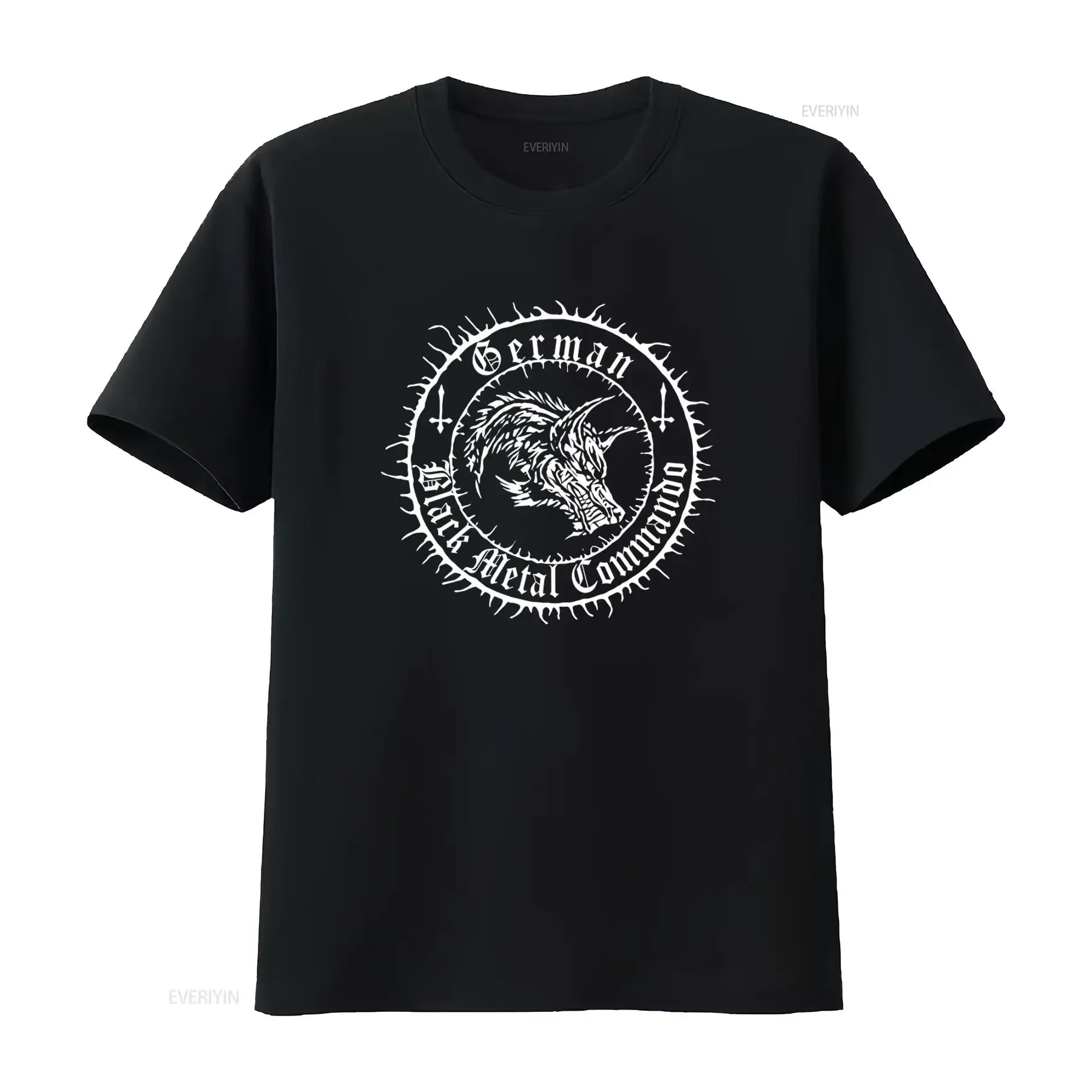 German Black Metal Commando Wolf Head Print T Shirt Nargaroth Band Ist Krieg S 2XL vintage Washed Casual designer clothes