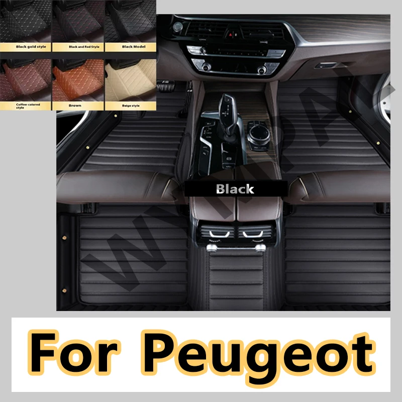 Luxury Custom Fit Car Floor Mats For Peugeot 308CC 407 4007 E-2008 108 208 308SW RCZ 307CC 107 car accessories