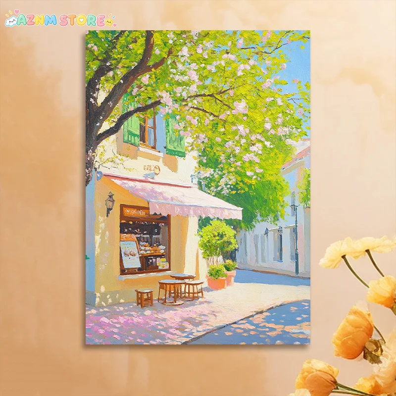 2027,Unframed Canvas Poster, Tranquil Street Store Landscape Print, Cozy Shop Wall Art, Home Embellishment Decor, Holiday Gif