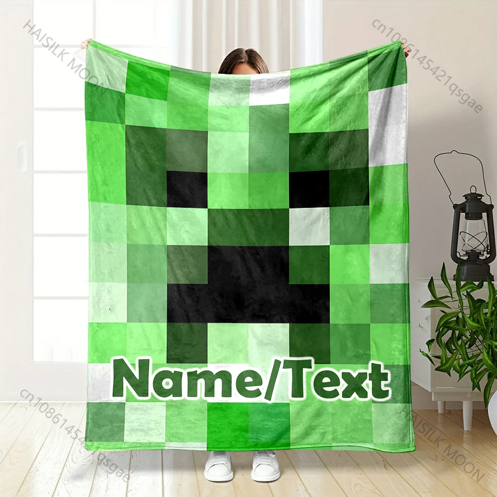 اسم مخصص بطانية شخصية بكسل طباعة لعبة دافئة ومريحة أريكة سرير بطانية للبالغين والأطفال للهدايا #4