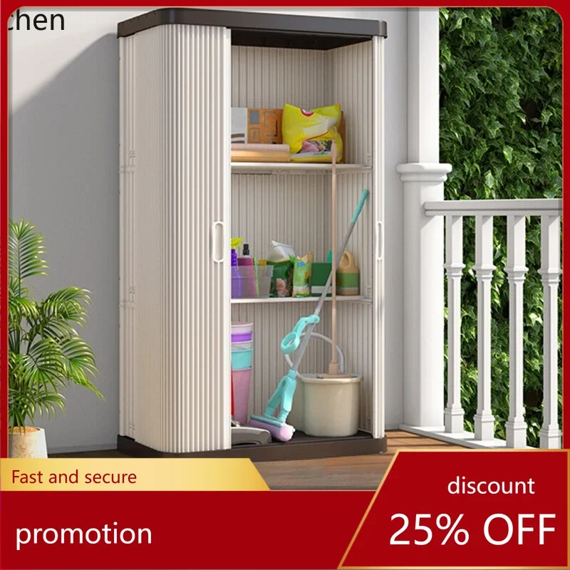 HT Outdoor Balcony Storage Cabinet Garden Patio Organizer Tool Rack Miscellaneous Organizer for Outdoor Use
