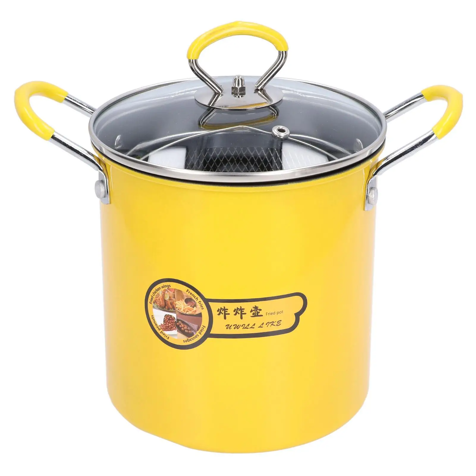 

3L Mini Stainless Steel Fryer Pot with Oil Filter Rack Lid - Japanese Cooking Tool for home Kitchen