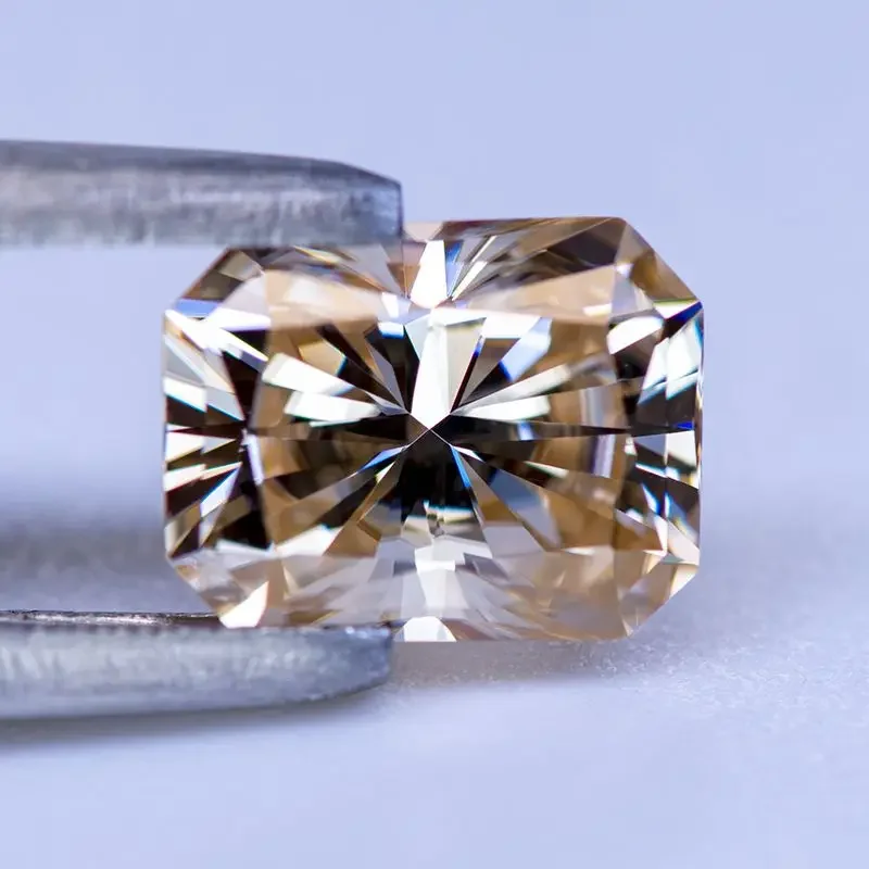 Moissanite Stone Radiant Cut Primary Color Tea Yellow Lab Grown Diamond for Jewelry Rings Earrings Making  with GRA Certificate