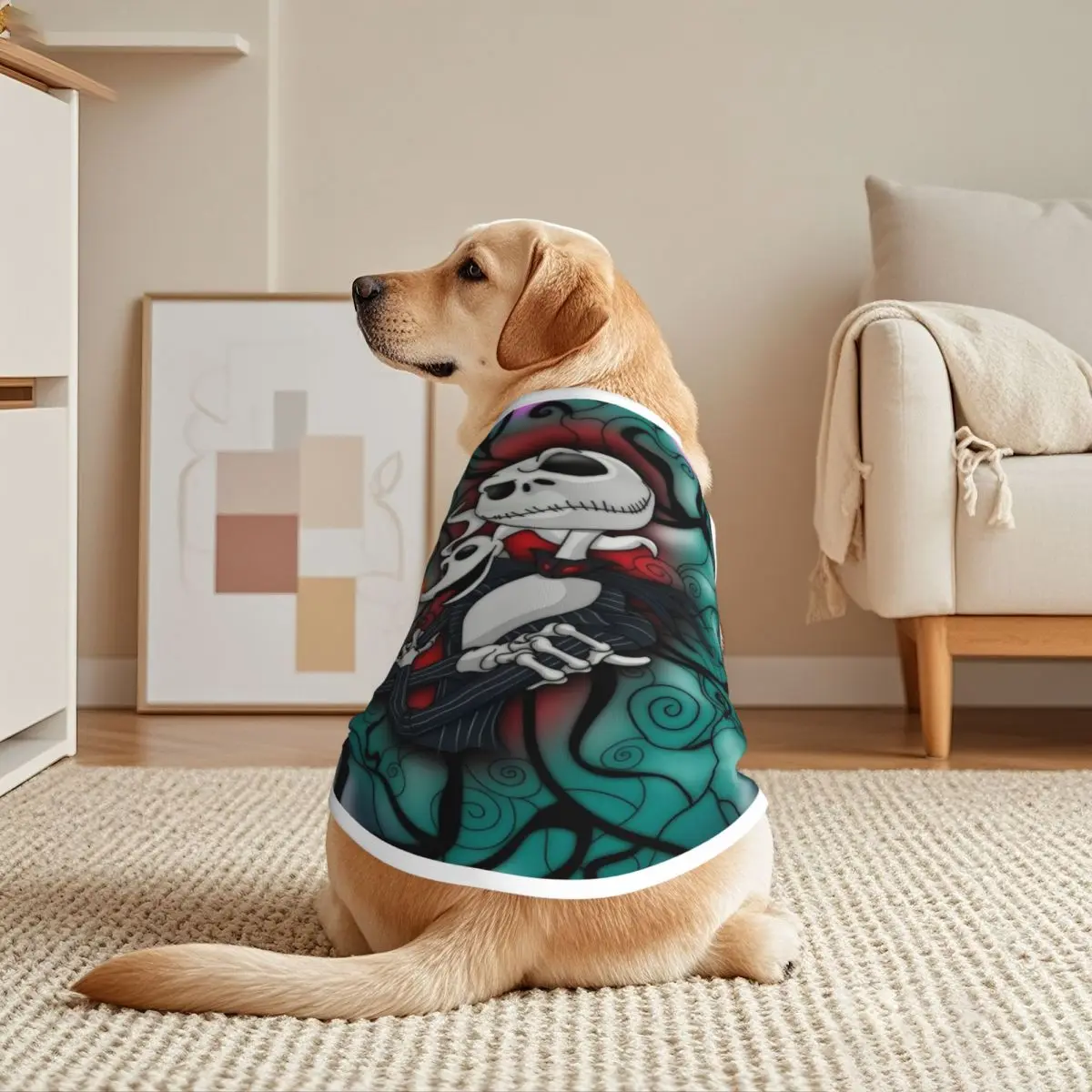 Chalecos personalizados para mascotas Jack Skellington, chaqueta para perros de pesadilla antes de Navidad para mascotas grandes, ropa de malla para perros, suministros de disfraces