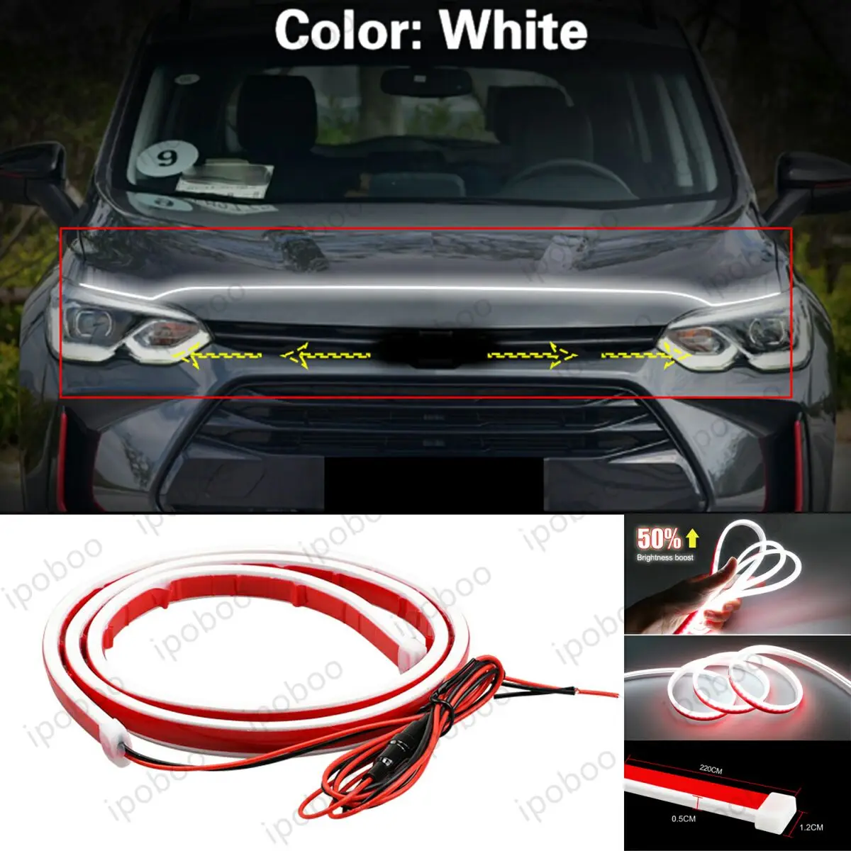 

86" LED Hood Light Strip For Chevrolet Orlando 09-2020 Flexible Dynamic Scan Start Up Hoodbeam Kit Engine Cover Decoration Light