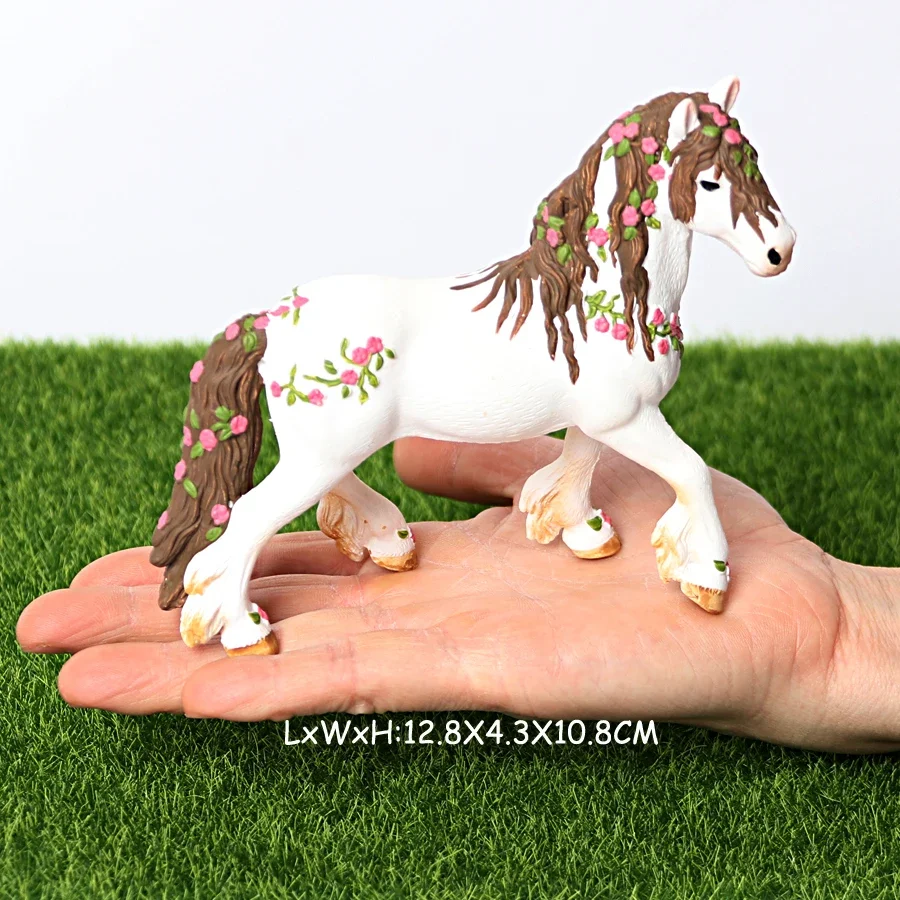 Plastic Fairy Tale Mythical Fairies Elf Horse Animal Figure Model Educational Toy Figurine White,Blue Horse With Flowers For Kid