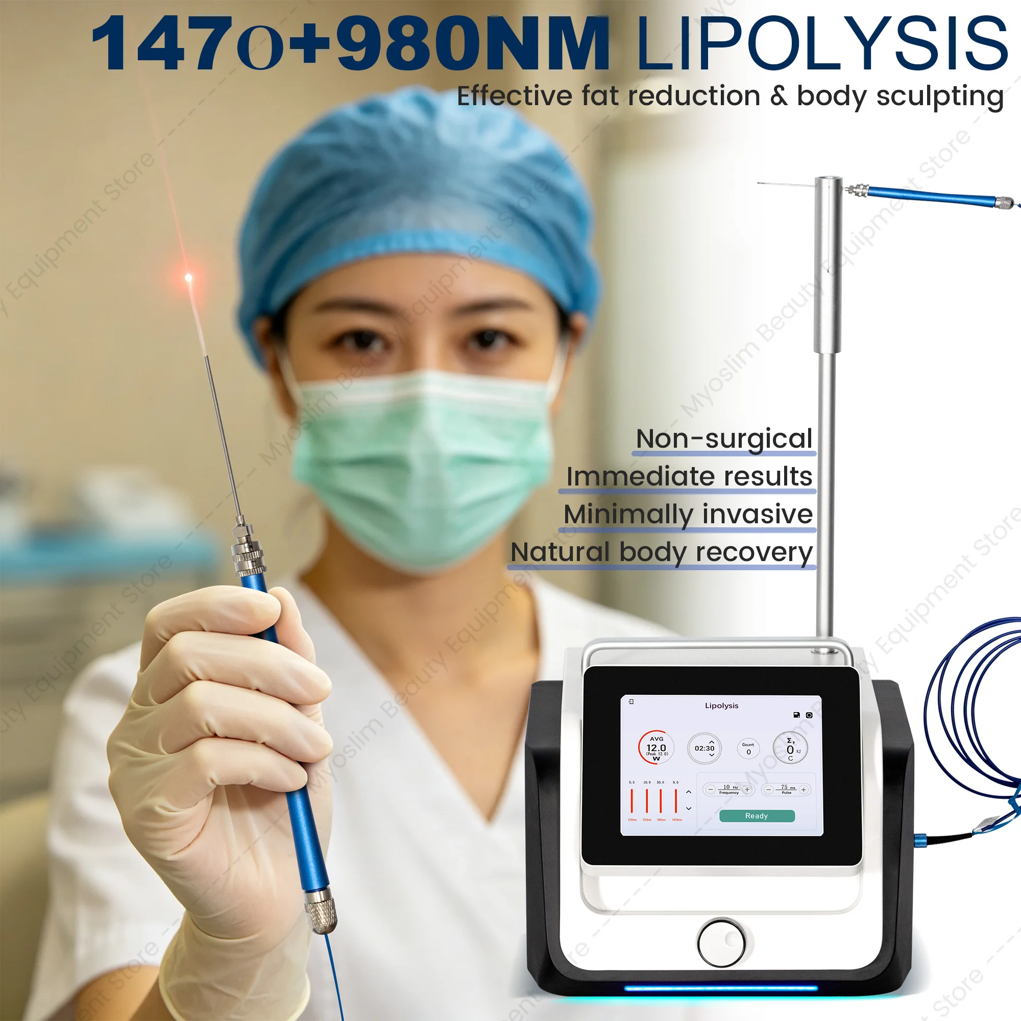 Brand New Upgrade 980nm & 1470nm Dual Wavelength Lase Machine MYOSLIM Facial Lifting Body Contouring Vascular Removal System