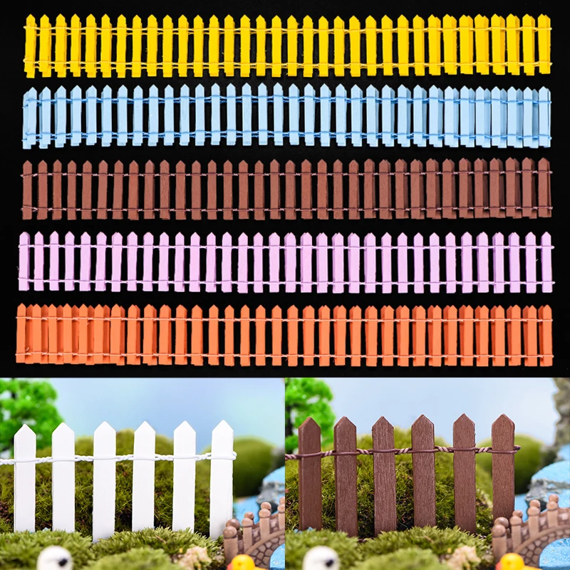 90x5cm Mini Wooden Fence DIY Fairy Garden Accessories Wood Barrier Dollhouse Showcase Craft Home Terrarium Decoration