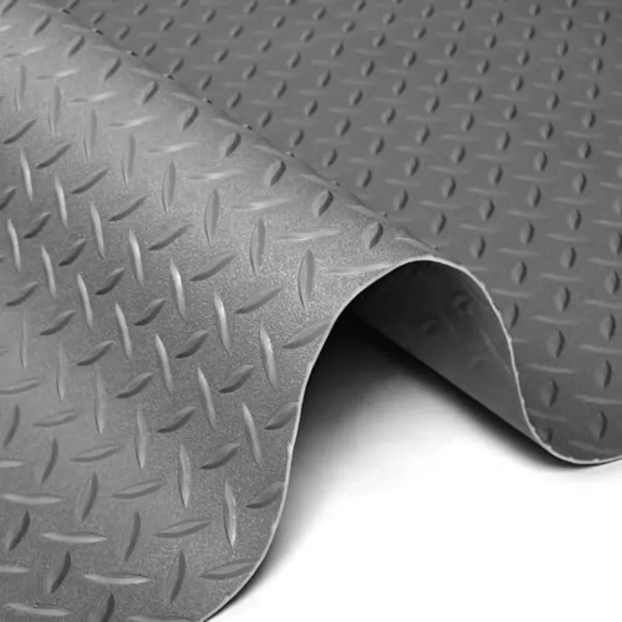 

Garage Floor Rubber Mat, 4Ft x 8.2Ft Rubber Flooring Rolls, 1/8 Inch Thick Heavy Duty Diamond Plate Rubber Garage Floor Coverin