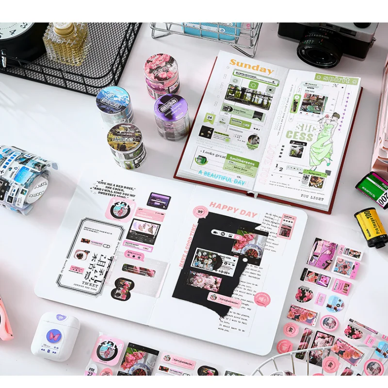 DIY Decoration Sticker Tape Student Hand Account Make Scrapbook Journal Notebook  School Supplies Collage Stationery Tapes