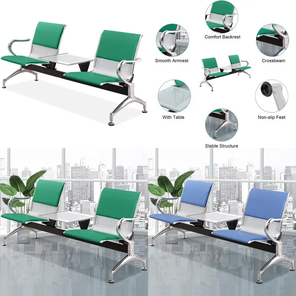 

Кожаная 2-местная скамейка для приема со столом для комнаты ожидания и сидения для гостей