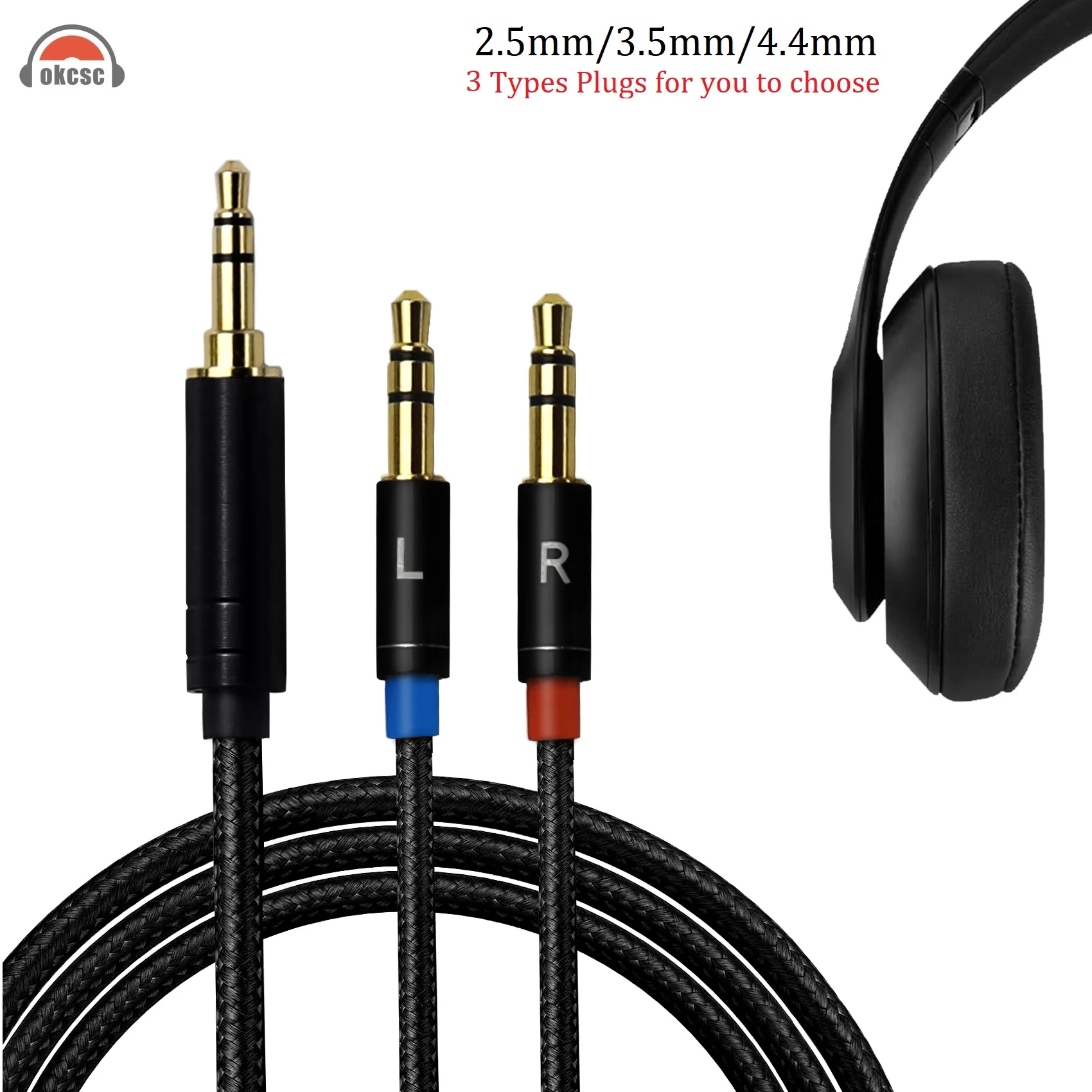 OKCSC AX Dual 3.5mm to 2.5/3.5/4.4mm Headphone Replacement Cable for Hifiman Sundara Ananda HE1000se HE6se HE400se Headphones