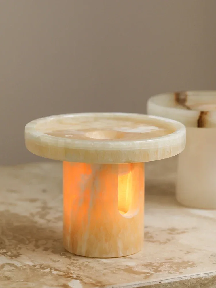 Ahunderjiaz Wabi-Sabi Style Natural Marble Aromatherapy Furnace, Tea Wax Exposure Light, Luxury High -end Home Decoration