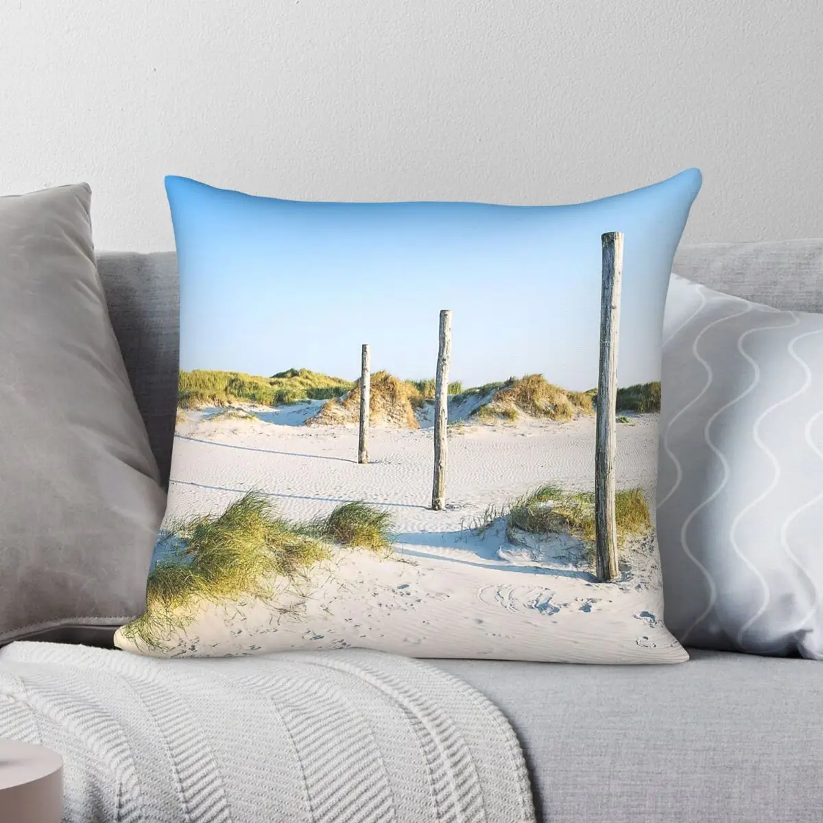 Coastal Dune Sankt Peter-Ording Square Pillowcase Polyester Linen Velvet Printed Zip Decorative Pillow Case Bed Cushion Cover