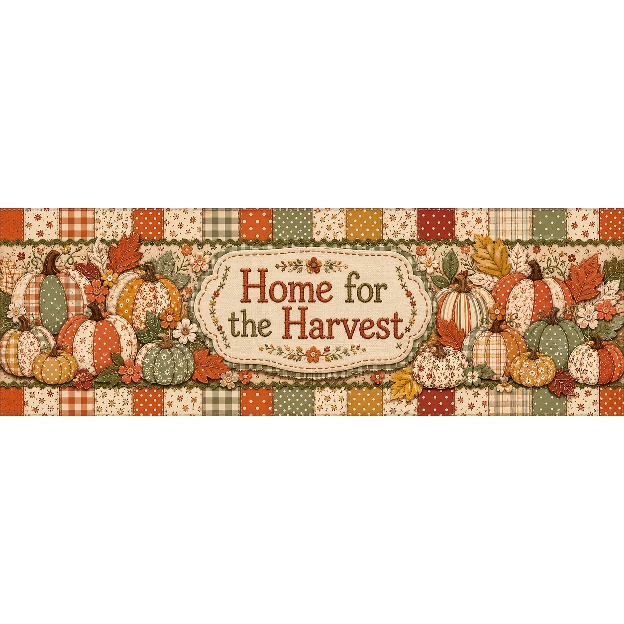 One table skirt home decoration, autumn harvest checkered pumpkin, floral maple leaf, retro style