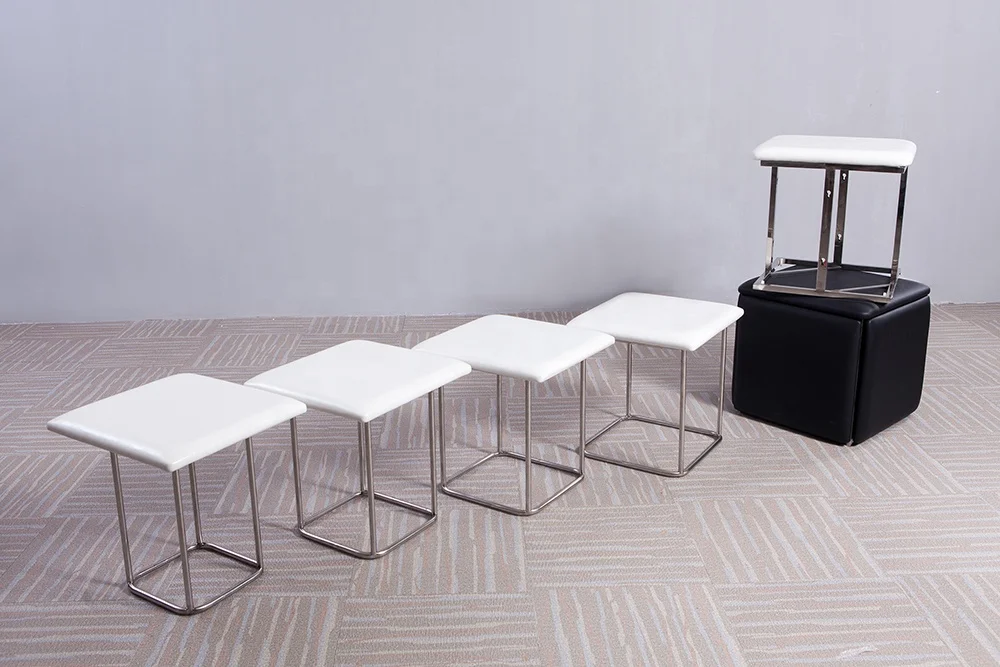 5 in 1 Chair Soft Leather Saving Space Popular Folding Fancy Ottoman Stool