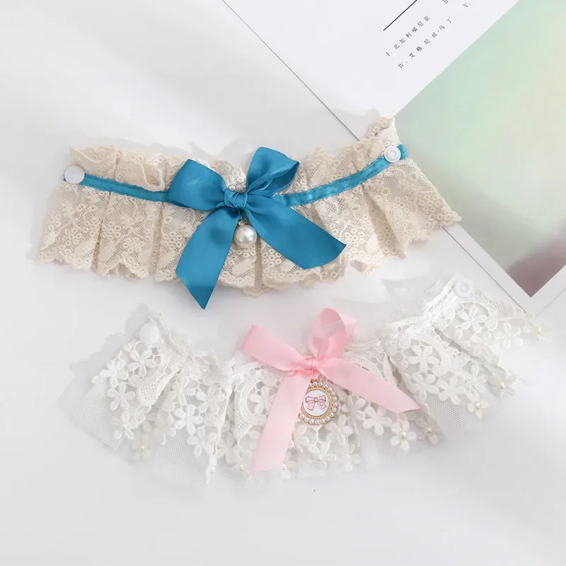 Pet Scarf Cat Lace Pearl Collar Cat Decoration Collar Ragdoll Accessory Lace Bow Princess Necklace Cute Dog Burp Cloth