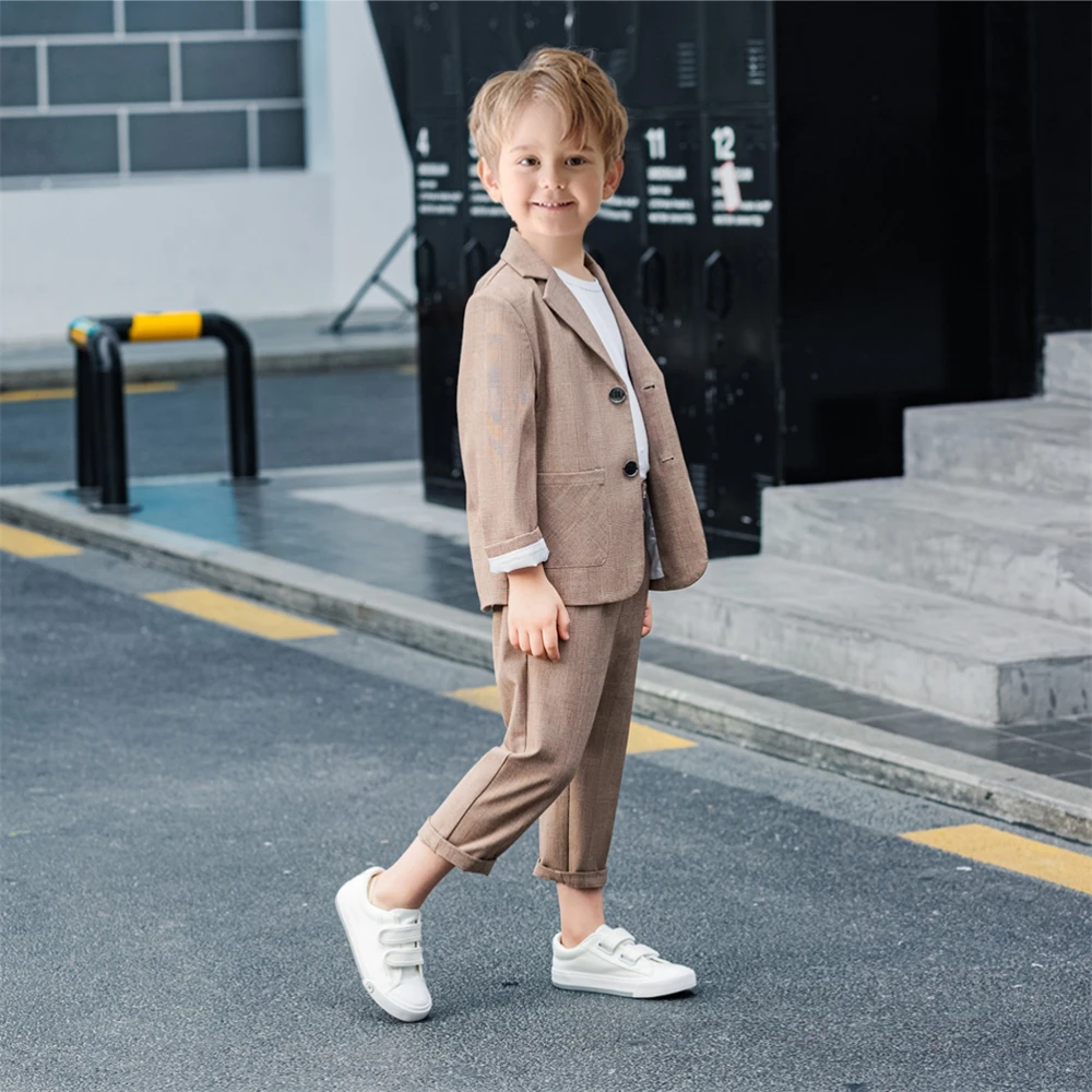 Hot Sale Handsome Boys Suits For Birthday Wedding Party Casual Spring Autumn Child 2 Pieces Jacket Pants School Actvities