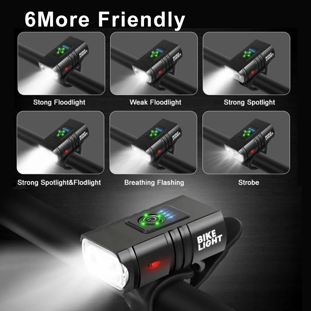 Bicycle Light1000LM Bicycle Light 2T6 Bike Flashlight Headlight LED USB Rechargeable Torch Aluminum Cycling High Beam Low Access